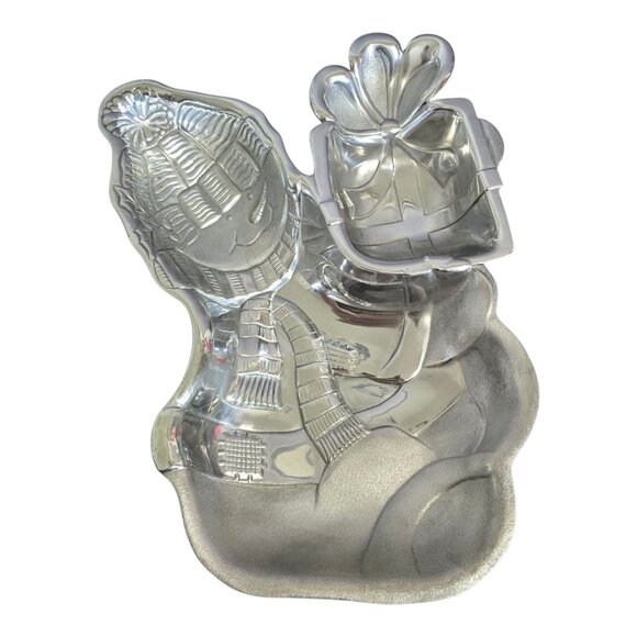 Lenox Yuletide Snowman Chip & Dip Metal Serveware 12.5" x 9.5" x 2" - Picture 1 of 8